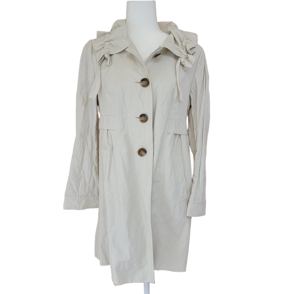 LOFT Cream Trench Coat with Classic Design Size Medium Petite NWT